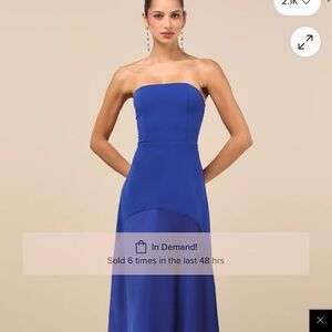Compelling Style Royal Blue Strapless A-Line Maxi Dress